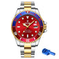 Top Brand Men Mechanical Watch TEVISE T801A Automatic Date Fashion Wristwatches Rotable Outer Case Green Male Clock Fixing Tool