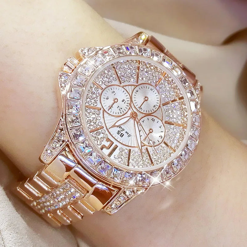 Women Watches Quartz Diamond Luxury Watch Fashion Top Brand Wristwatch Fashion Watch Ladies Crystal Jewelry Rose Gold Watch