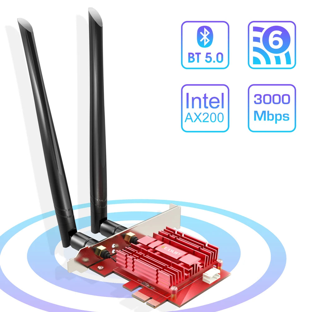 EDUP AX200NGW 802.11ax 3000Mbps Wifi 6 PCI-E Express Network Card AX200 WiFi Adapter