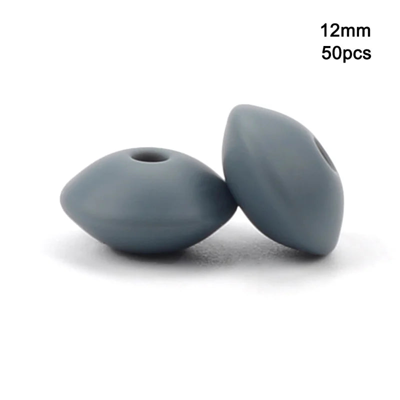 LOFCA 50pcs 12mm Silicone Lentil Beads Baby Teething Beads BPA-Free Food Grade Making Baby Oral Care Pacifier Chain  Accessorise