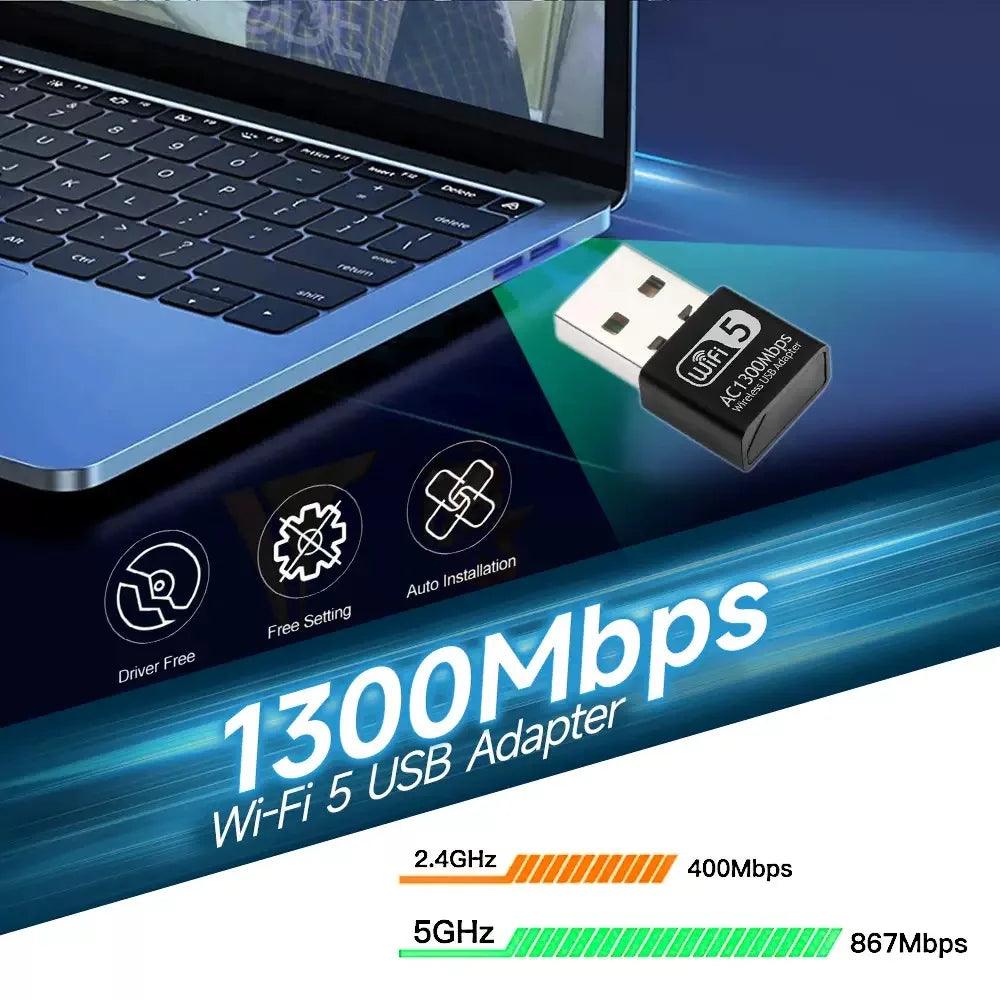 OEM Mini WiFi 5 1300Mbps Wireless Network Card Dual Band Mini AC1300 USB WiFi Adapter RTL8812BU Dual Band for PC Laptop