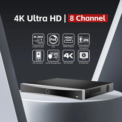 DS-7608NXI-I2/8P/S HIK ORIGINAL 8-Ch 8-POE NVR 4K AcuSense Facial Recognition Network Video Recorder US Stock