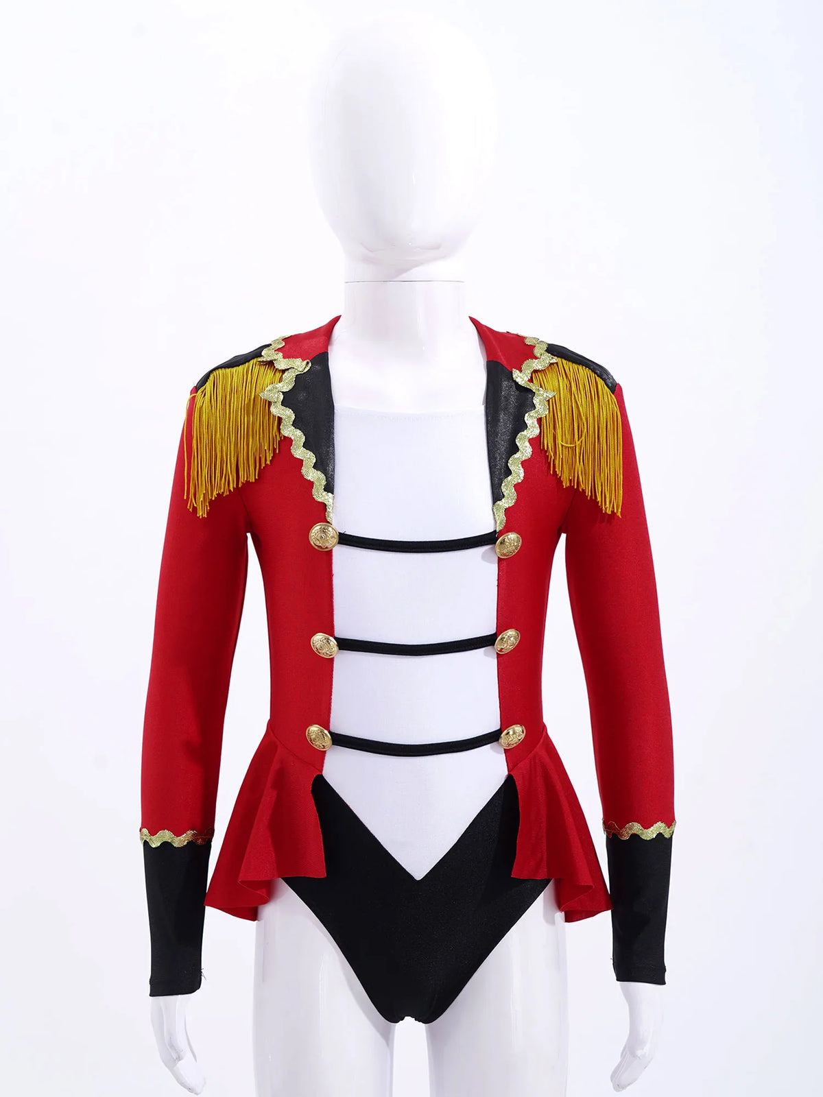 Childrens Showman Bodysuit Tassel Leotard Circus Ringmaster Cosplay Costumes Kids Girls Carnival Party Performance Jumpsuit