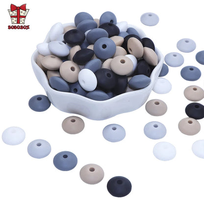 BOBO.BOX 100pc12mm Silicone Lentil Beads Baby Teething Bead BPA-Free Food Grade Making Baby Oral Care Pacifier Chain Accessorise