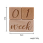 1Set Baby Month Milestone Card Beech Block Square Engraved Newborn Birth Month Birthday Milestones Block Photography Props