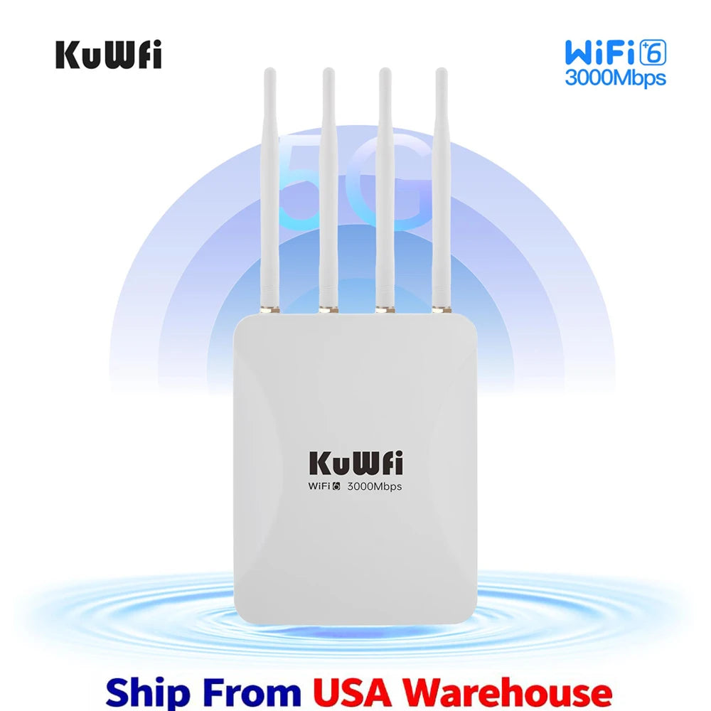 USA Stock KuWFi Wifi6 2.4G 5.8G Outdoor Wifi Extend Long Distance 256user Repeater ap Solar Wireless Access Point with 2.5G Port