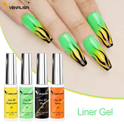 Venalisa Liner Gel 8ml French Nail Gel Polish UV LED Painting Gel Nail Art Design Gorgeous Glitter Color DIY Drawing Polish