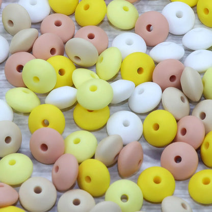 BOBO.BOX 100pc12mm Silicone Lentil Beads Baby Teething Bead BPA-Free Food Grade Making Baby Oral Care Pacifier Chain Accessorise