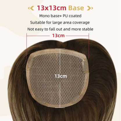 Moresoo Straight Human Hair Toppers Machine Remy Hair Piece Clip in For Women Topper for Beauty Hand Made Mono Base Hair Natural