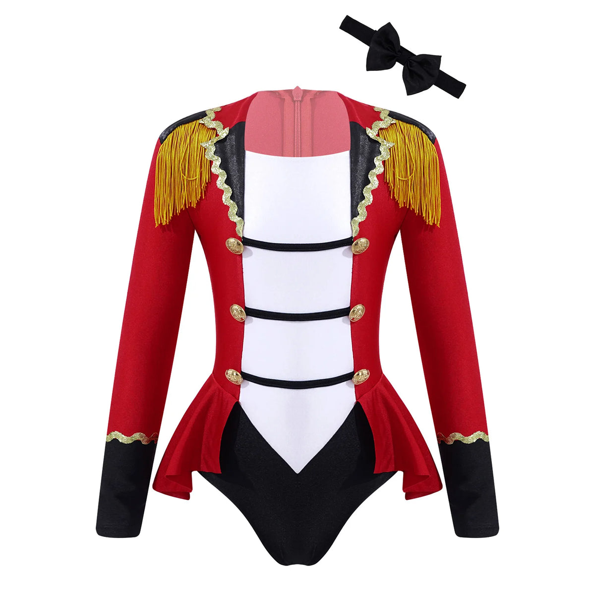 Childrens Showman Bodysuit Tassel Leotard Circus Ringmaster Cosplay Costumes Kids Girls Carnival Party Performance Jumpsuit