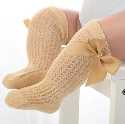 New Girls Stockings Toddler Knee High Bubble Mouth Stockings Baby Bowknot Cotton Nonslip Toddler Stocks Lace Stocking For Girl