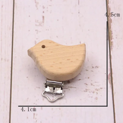 5PCS Wooden Rabbit Pacifier Clip Baby Accessories Wooden Animal Pacifier Metal Holder Elephant Pacifier Wooden Baby Teeth