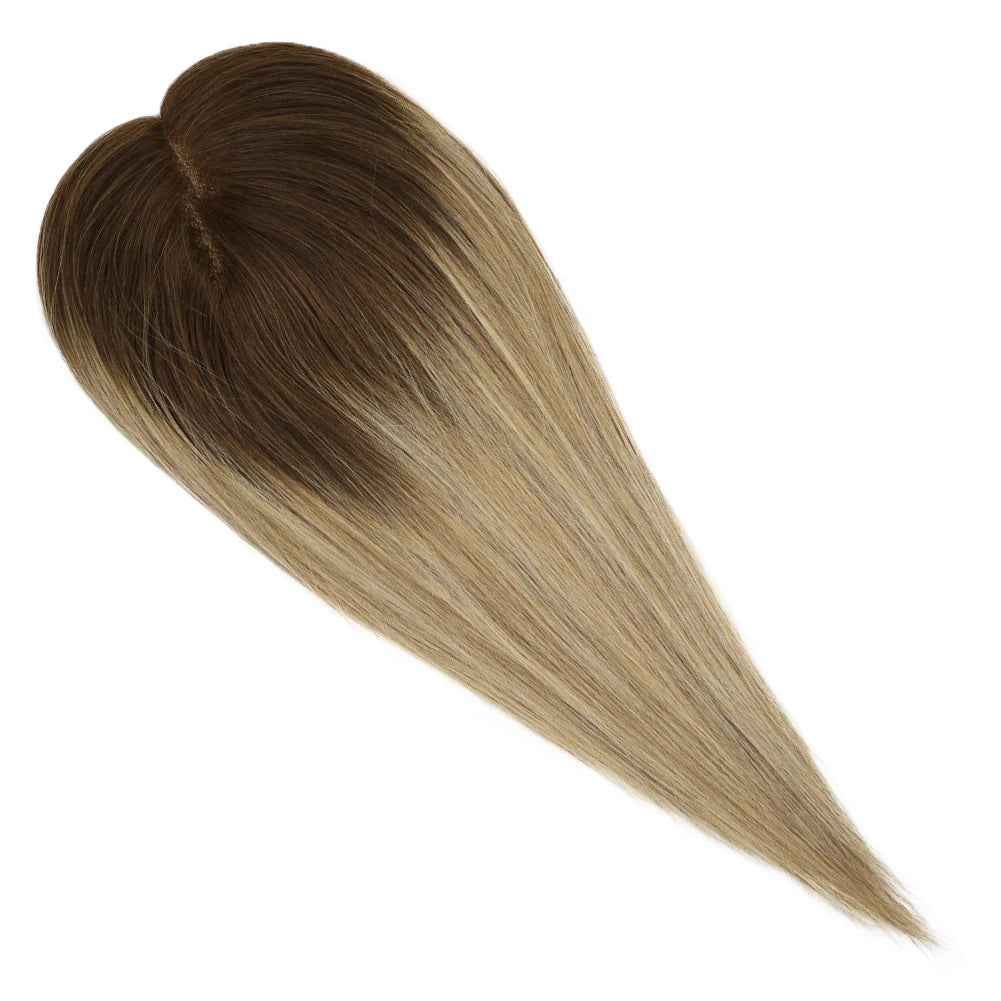 Moresoo Straight Human Hair Toppers Machine Remy Hair Piece Clip in For Women Topper for Beauty Hand Made Mono Base Hair Natural