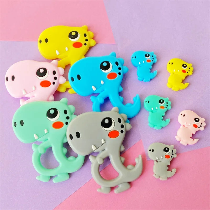 2pcs / Set Mini Silicone Elephant Lion Cat Teether Beads Baby Toy Teether Rattle BPA Free Silicone Teether