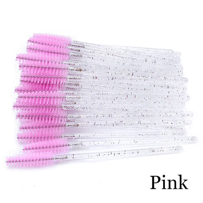 50pcs Eyelash Extension Disposable Eyelash Brush Mascara Stick Applicator Propeller Eye Lashes Makeup Brush Set Makeup Tools