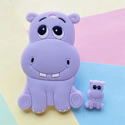 2pcs / Set Mini Silicone Elephant Lion Cat Teether Beads Baby Toy Teether Rattle BPA Free Silicone Teether