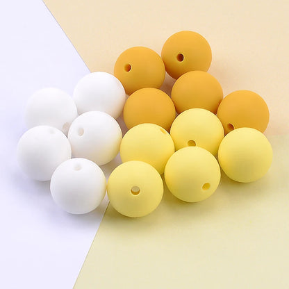 LOFCA 15mm 20pcs/lot Silicone Loose Beads Safe Teether Round Baby Teething Beads DIY Chewable Colorful Teething For Infant