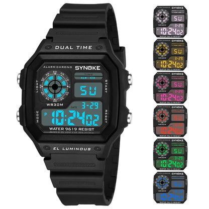 SYNOKE NEW Sports Watch Men Military Watches Casual Waterproof Digital Wristwatch Clock Square Dual Time Relogio Masculino