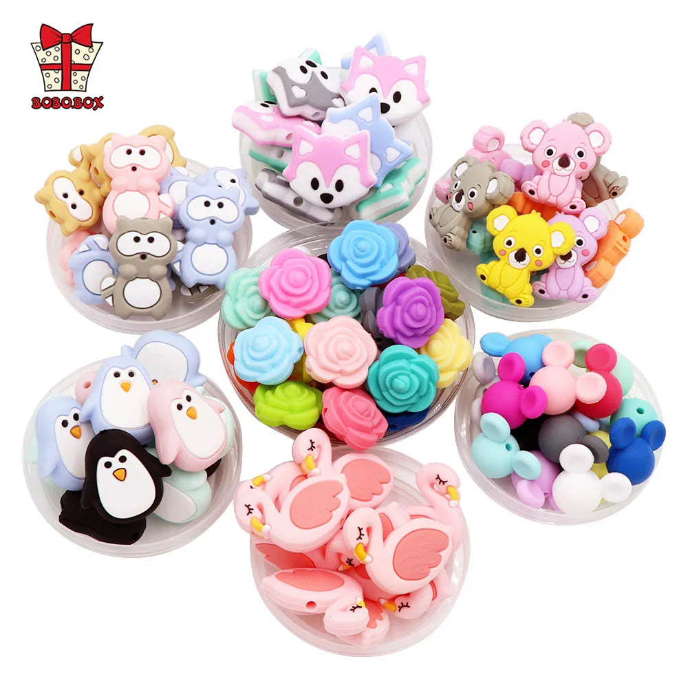 BOBO.BOX 100pc12mm Silicone Lentil Beads Baby Teething Bead BPA-Free Food Grade Making Baby Oral Care Pacifier Chain Accessorise