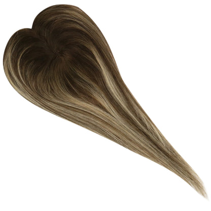 Moresoo Straight Human Hair Toppers Machine Remy Hair Piece Clip in For Women Topper for Beauty Hand Made Mono Base Hair Natural