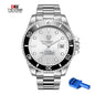 Top Brand Men Mechanical Watch TEVISE T801A Automatic Date Fashion Wristwatches Rotable Outer Case Green Male Clock Fixing Tool