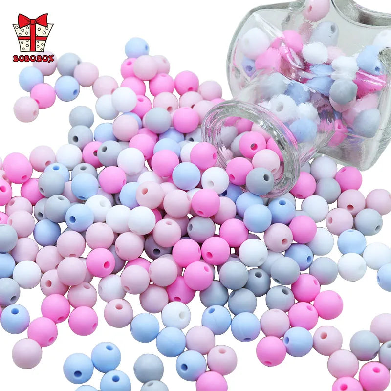 BOBO.BOX 100pc12mm Silicone Lentil Beads Baby Teething Bead BPA-Free Food Grade Making Baby Oral Care Pacifier Chain Accessorise