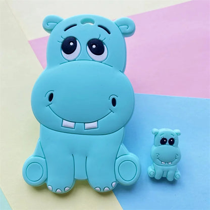 2pcs / Set Mini Silicone Elephant Lion Cat Teether Beads Baby Toy Teether Rattle BPA Free Silicone Teether