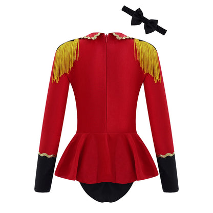 Childrens Showman Bodysuit Tassel Leotard Circus Ringmaster Cosplay Costumes Kids Girls Carnival Party Performance Jumpsuit