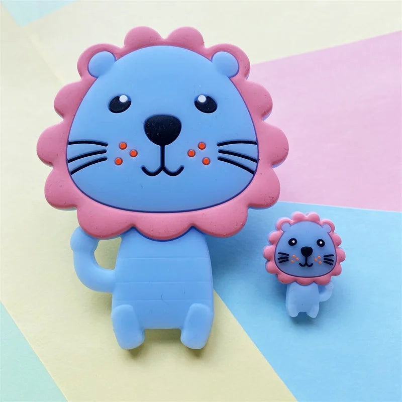 2pcs / Set Mini Silicone Elephant Lion Cat Teether Beads Baby Toy Teether Rattle BPA Free Silicone Teether