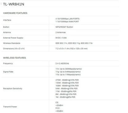 TP-Link TL-WR841N WR840N 300Mbps Wireless Home VoIP Router with Easy Setup and English Package