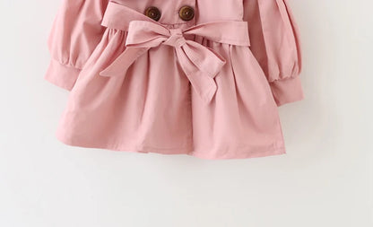 Fashion Baby Coat with Belt Cotton Autumn Spring Baby Girl Clothes Solid Color Infant Jacket Baby Girl Coat 2 Colors