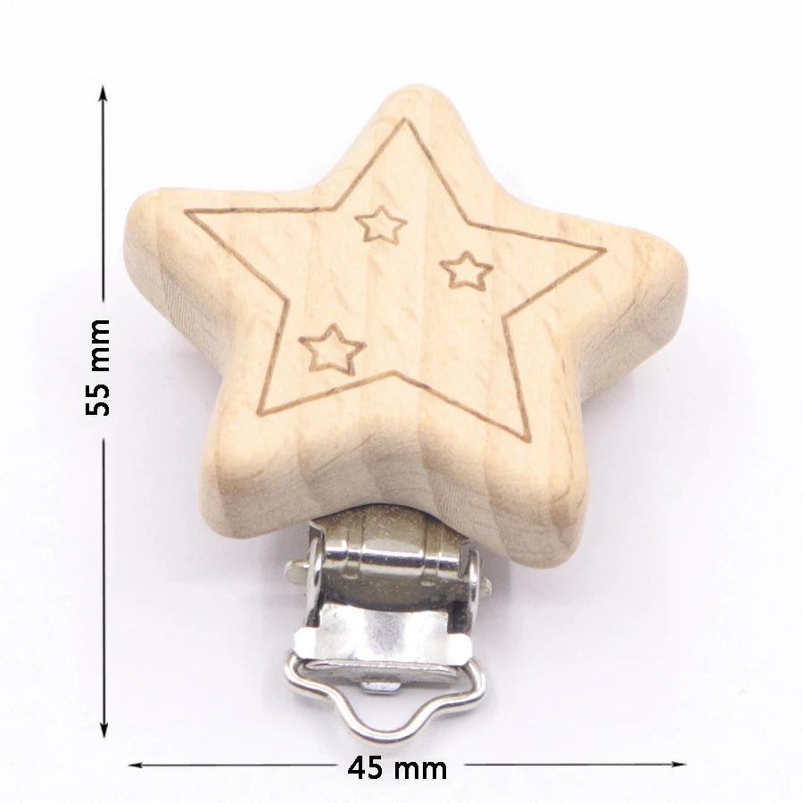 5PCS Wooden Rabbit Pacifier Clip Baby Accessories Wooden Animal Pacifier Metal Holder Elephant Pacifier Wooden Baby Teeth
