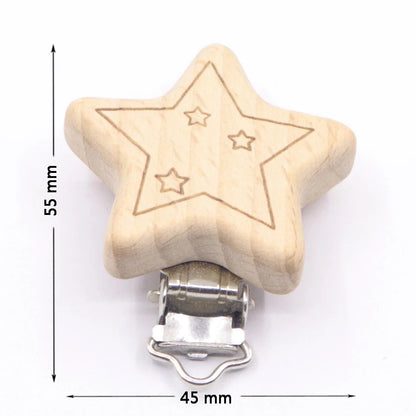 5PCS Wooden Rabbit Pacifier Clip Baby Accessories Wooden Animal Pacifier Metal Holder Elephant Pacifier Wooden Baby Teeth