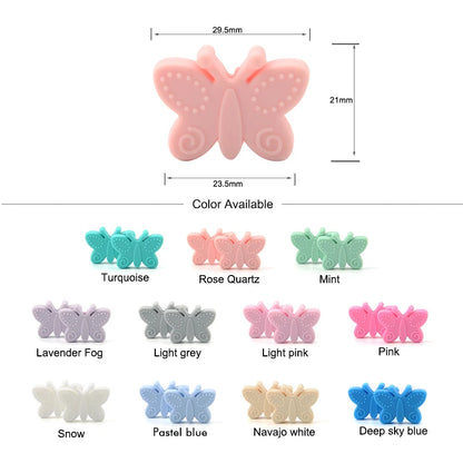 Bowknot 10pcs/lot Silicone Beads DIY Food Grade Silicone Teething Pacifier Cute Shaped Silicone teether Holder Accessories