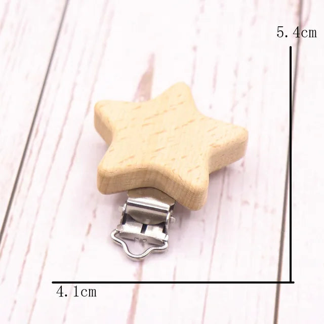 5PCS Wooden Rabbit Pacifier Clip Baby Accessories Wooden Animal Pacifier Metal Holder Elephant Pacifier Wooden Baby Teeth