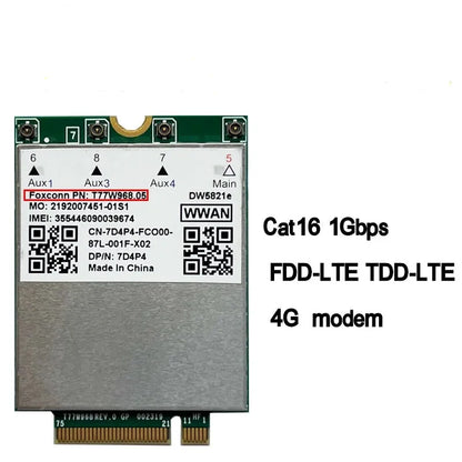 For Foxconn DW5821e T77W968 LTE Cat16 M.2 4G Module for Dell Latitude 7400 7400 2-in-1 5424 5420 Rugged 7424 Rugged Extreme