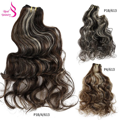 Real Beauty Platinum Blond Brazilian Body Wave Hair Weave Bundles 12"-28" High Ratio Remy Hair Extensions Brown #2 #4 #P6/613