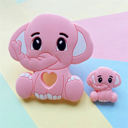 2pcs / Set Mini Silicone Elephant Lion Cat Teether Beads Baby Toy Teether Rattle BPA Free Silicone Teether
