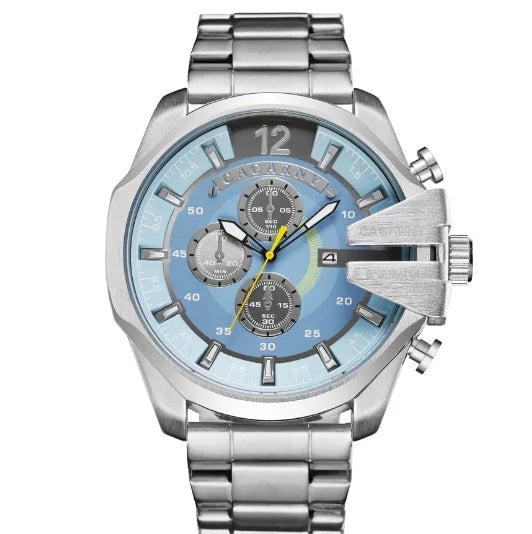 Top Luxury Brand Cagarny Men Watch Black Gold Stainless Steel Men's Business Quartz Wrist Watches Man Clock Military relogio New