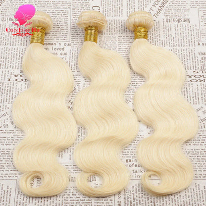 QUEEN BEAUTY 1/3/4 Bundle 8 - 36 Inch 613 Platinum Honey Blonde Body Wave Weave Peruvian Hair Bundles Remy Human Hair Extensions