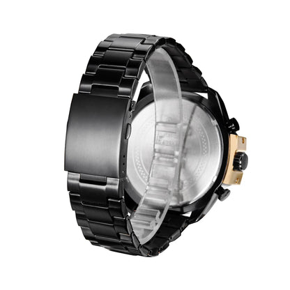 Top Luxury Brand Cagarny Men Watch Black Gold Stainless Steel Men's Business Quartz Wrist Watches Man Clock Military relogio New