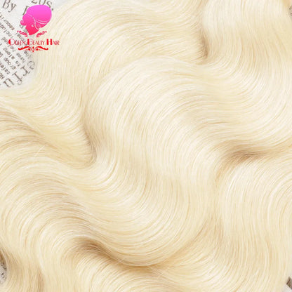 QUEEN BEAUTY 1/3/4 Bundle 8 - 36 Inch 613 Platinum Honey Blonde Body Wave Weave Peruvian Hair Bundles Remy Human Hair Extensions