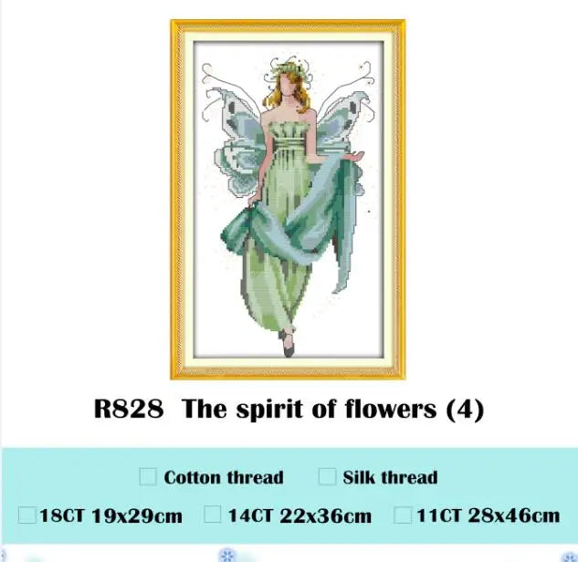 Flower fairy cross stitch kit beauty women girl 14ct counted fabric canvas cotton thread embroidery DIY handmade needlework plus