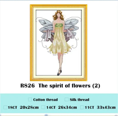 Flower fairy cross stitch kit beauty women girl 14ct counted fabric canvas cotton thread embroidery DIY handmade needlework plus