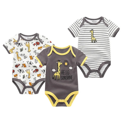 3PCS/LOT Newborn Girl Boy Baby Clothes High Quality Cute 100%Cotton Short Sleeve Baby Rompers Roupas de bebe Infantil Costumes