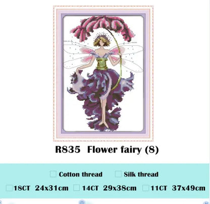 Flower fairy cross stitch kit beauty women girl 14ct counted fabric canvas cotton thread embroidery DIY handmade needlework plus