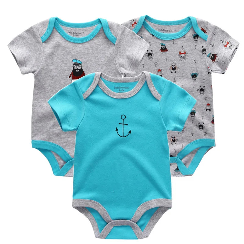 3PCS/LOT Newborn Girl Boy Baby Clothes High Quality Cute 100%Cotton Short Sleeve Baby Rompers Roupas de bebe Infantil Costumes