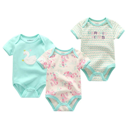 3PCS/LOT Newborn Girl Boy Baby Clothes High Quality Cute 100%Cotton Short Sleeve Baby Rompers Roupas de bebe Infantil Costumes