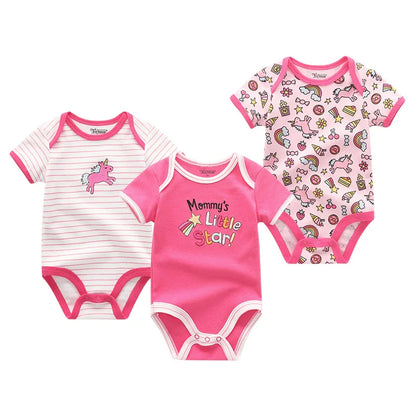 3PCS/LOT Newborn Girl Boy Baby Clothes High Quality Cute 100%Cotton Short Sleeve Baby Rompers Roupas de bebe Infantil Costumes