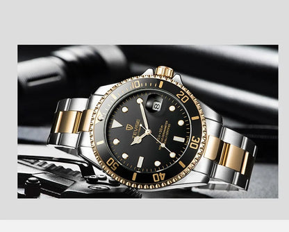 Top Brand Men Mechanical Watch TEVISE T801A Automatic Date Fashion Wristwatches Rotable Outer Case Green Male Clock Fixing Tool